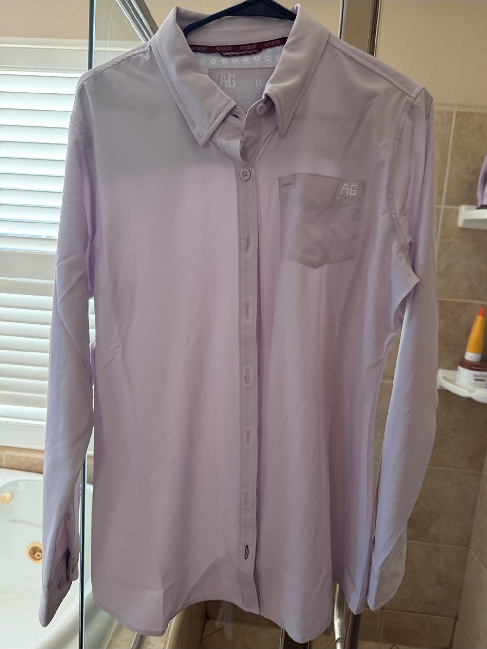 AG GEAR Ladies Light Lavender Long-Sleeve Button-Up Shirt